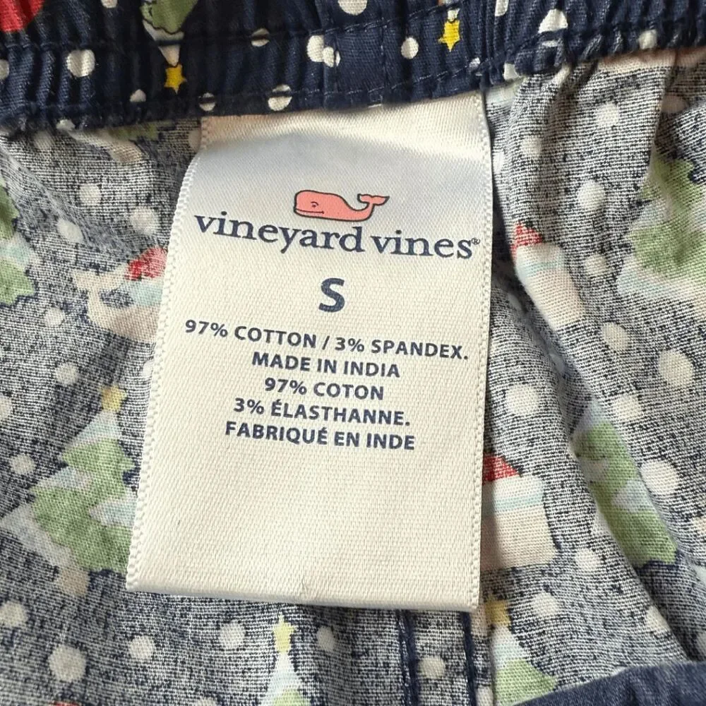 Vineyard Vines Men's Christmas Santa Whale Drawstring Lounge PJ Pants Blue Small